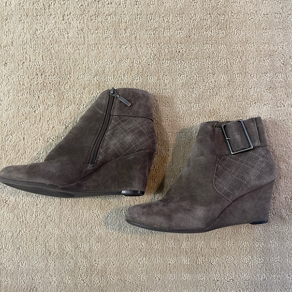Suede wedge booties